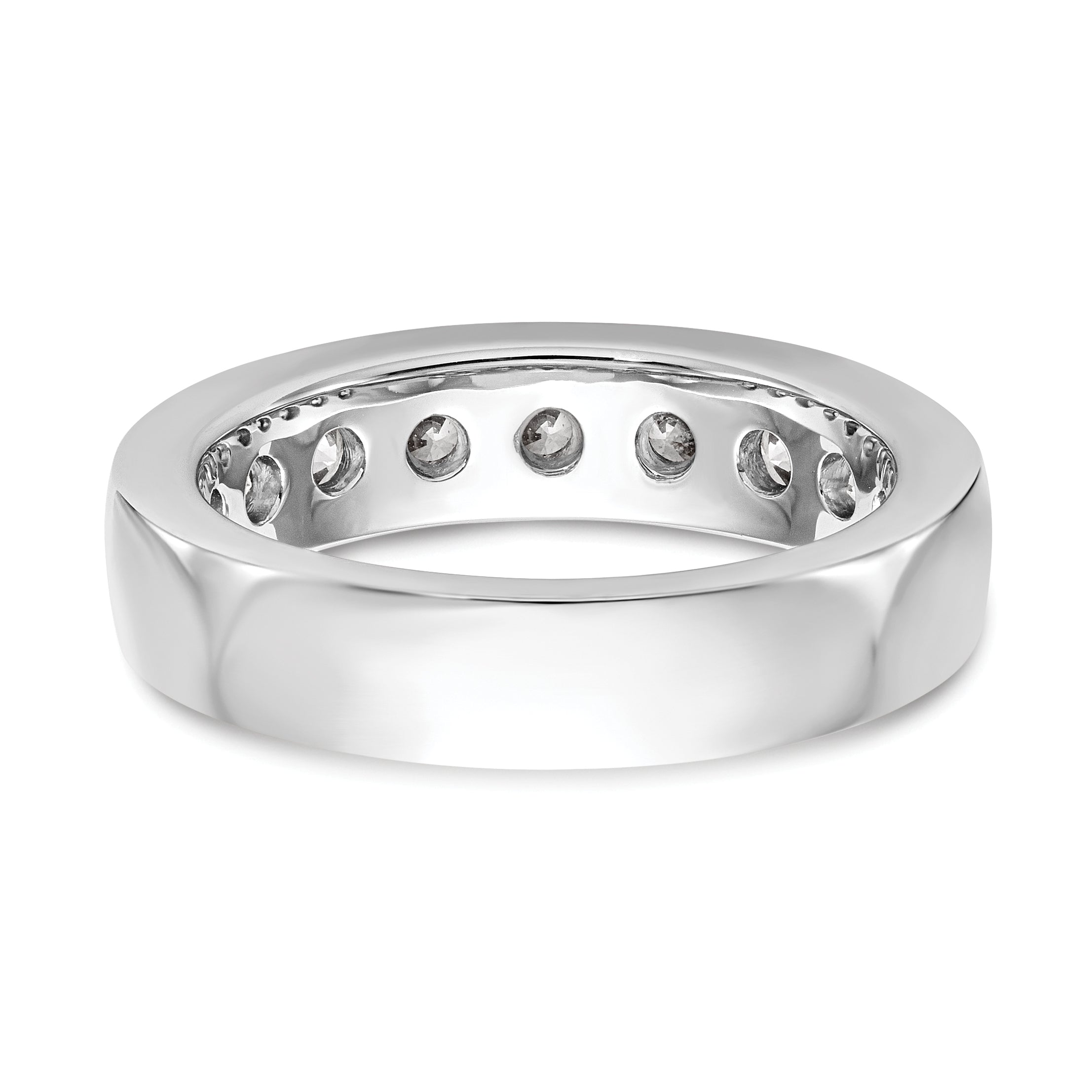 1.35ct. CZ Solid Real 14K White Gold 9-Stone Channel Wedding Band Ring