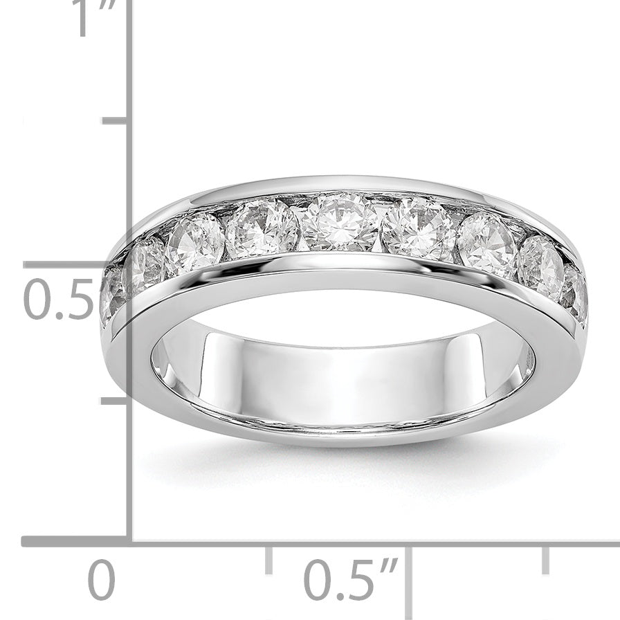 1.35ct. CZ Solid Real 14K White Gold 9-3.4mm Stone Channel Wedding Band Ring
