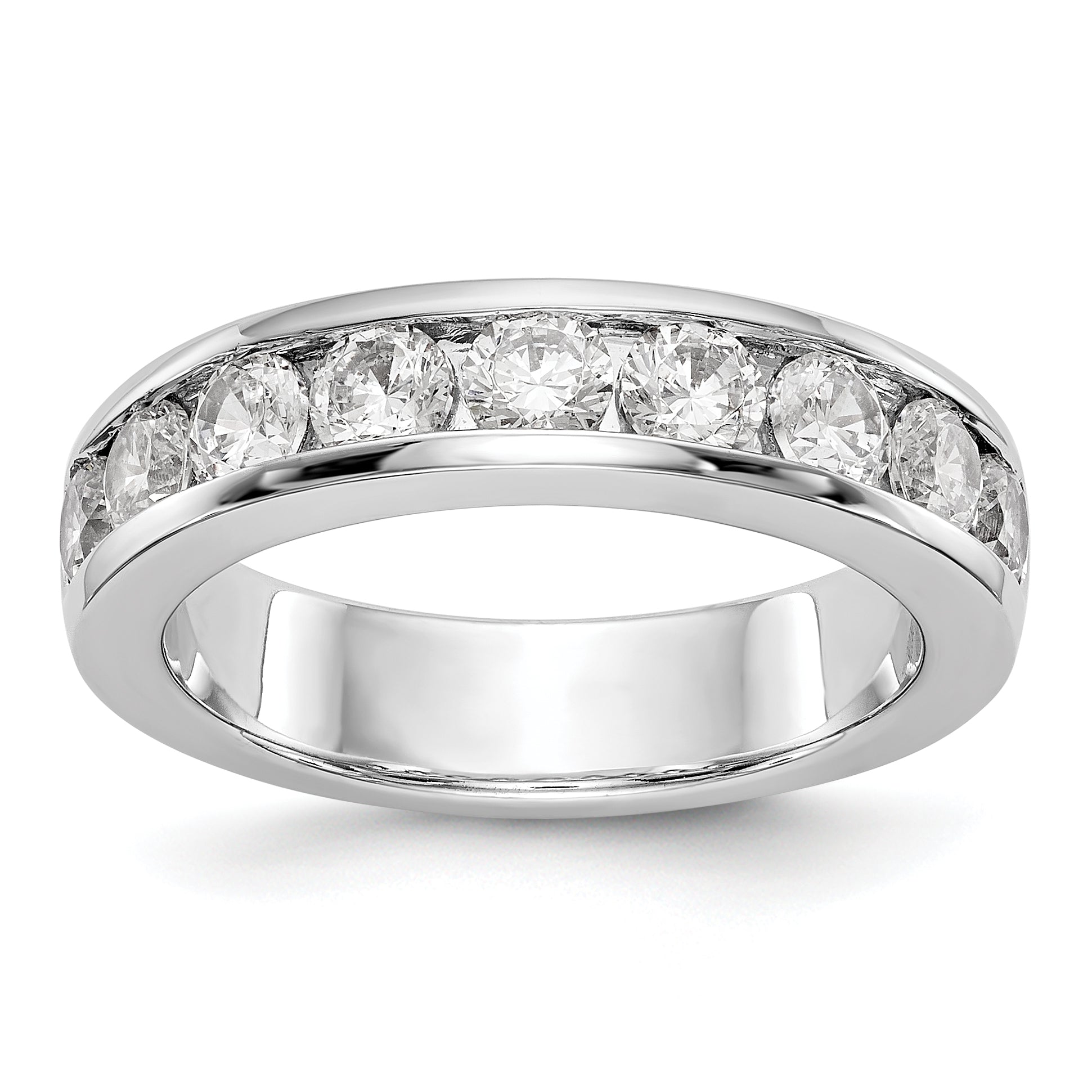1.35ct. CZ Solid Real 14K White Gold 9-3.4mm Stone Channel Wedding Band Ring