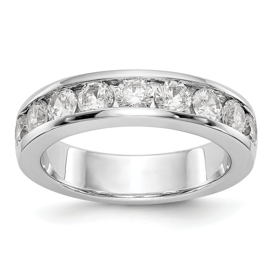 1.35ct. CZ Solid Real 14K White Gold 9-3.4mm Stone Channel Wedding Band Ring