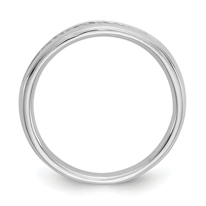 0.20ct. CZ Solid Real 14K White Gold 9-Stone Channel Wedding Band Ring