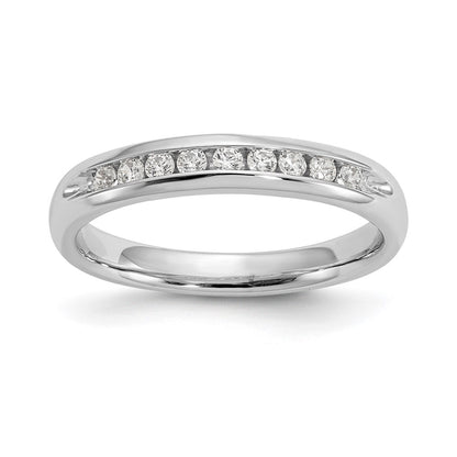 14K White Gold 9-Stone Real Diamond Channel Band