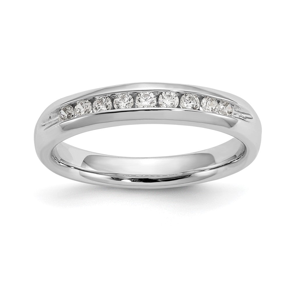 14K White Gold 9-Stone Real Diamond Channel Band