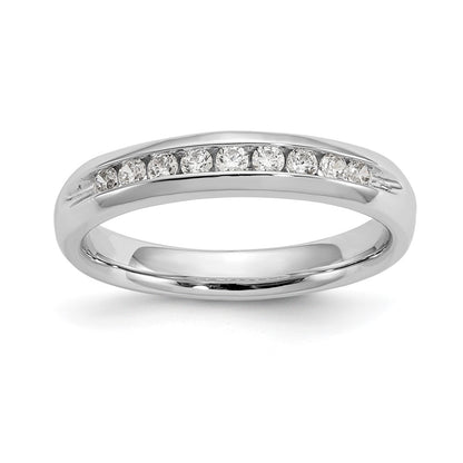 14K White Gold 9-Stone Real Diamond Channel Band