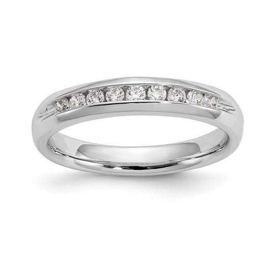14K White Gold 9-Stone Real Diamond Channel Band