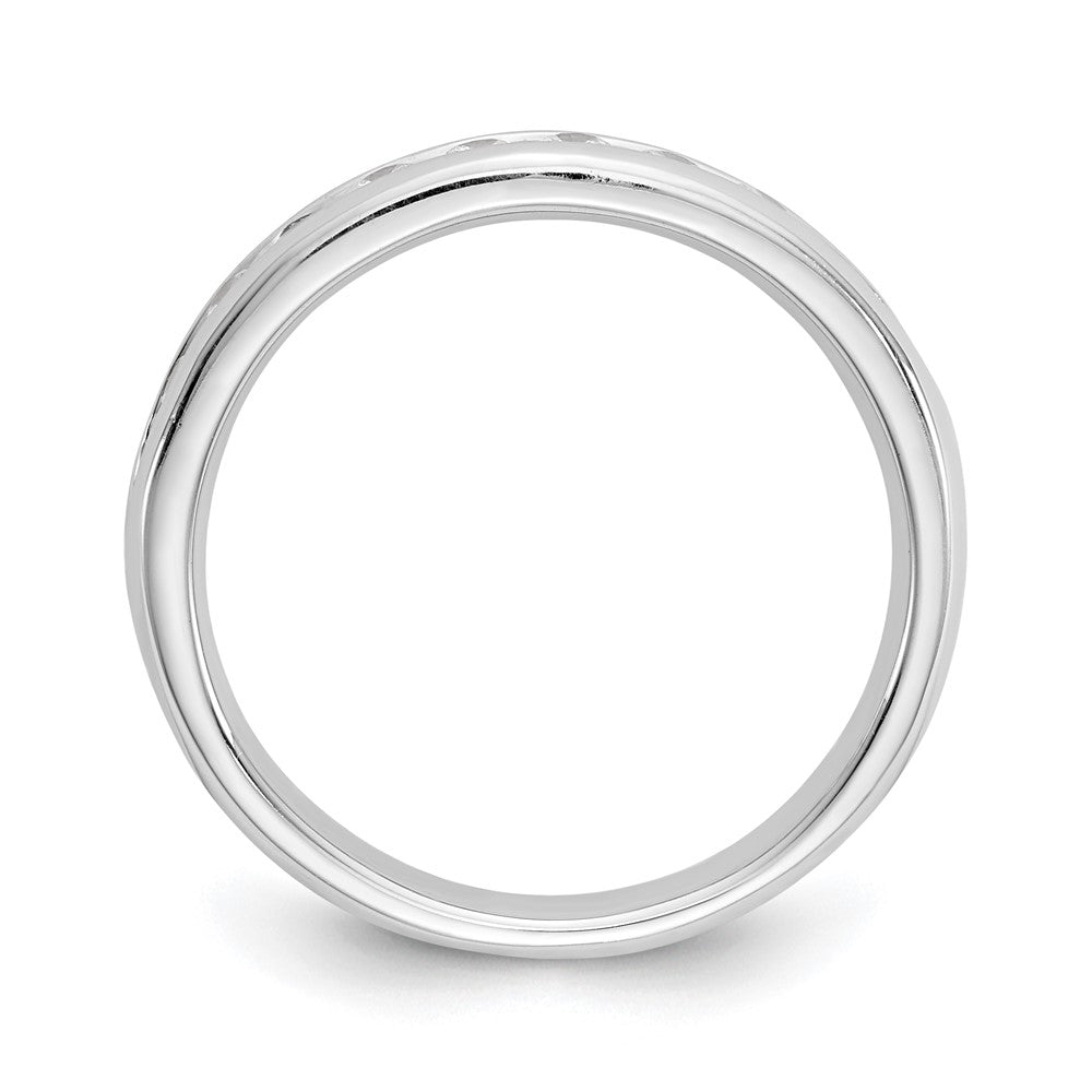 14K White Gold 9-Stone Real Diamond Channel Band