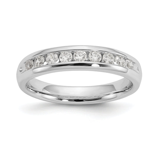 0.40ct. CZ Solid Real 14K White Gold 9-Stone Channel Wedding Band Ring
