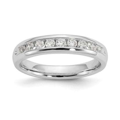 14K White Gold 9-Stone Real Diamond Channel Band