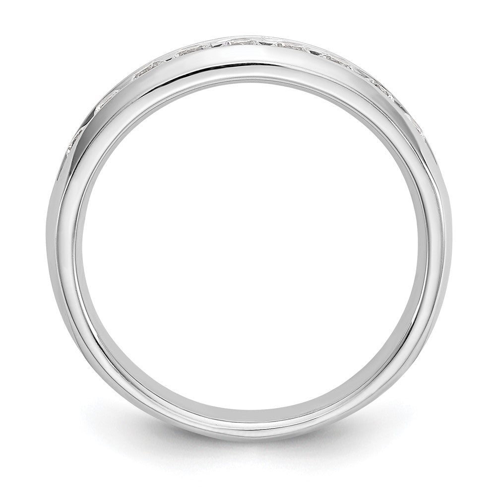 14K White Gold 9-Stone Real Diamond Channel Band