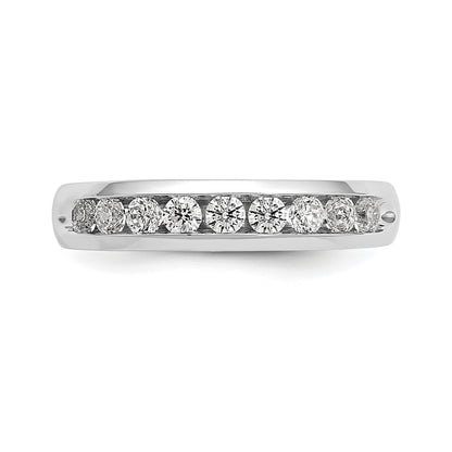 0.45ct. CZ Solid Real 14K White Gold 9-Stone Channel Wedding Band Ring