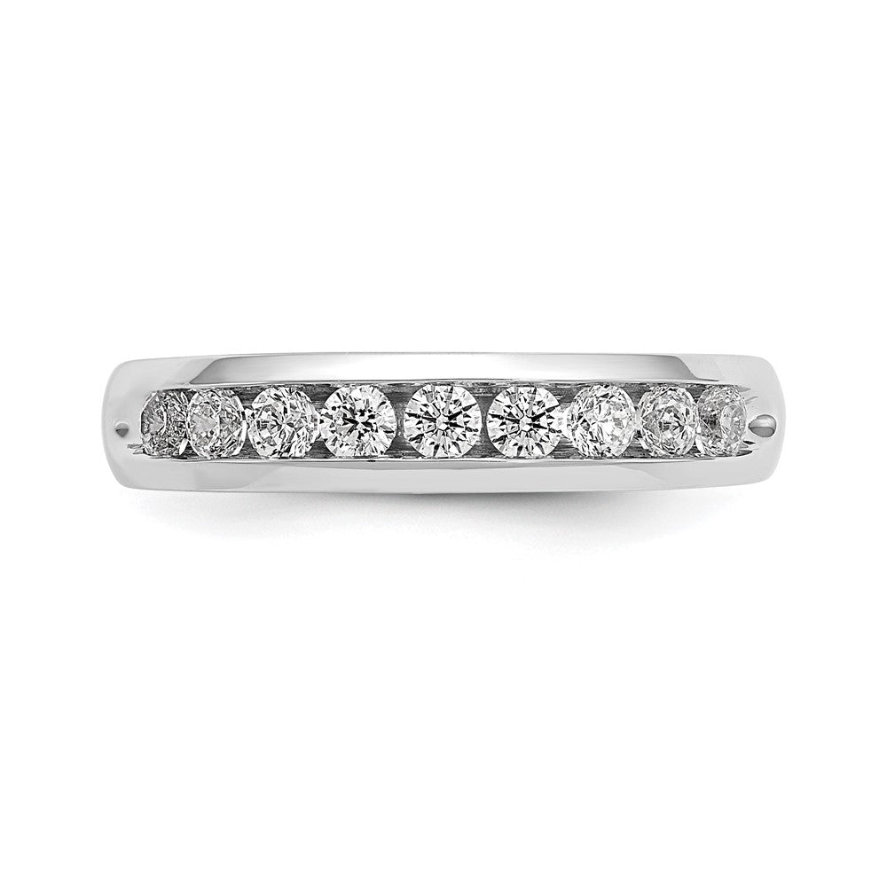 14K White Gold 9-Stone Real Diamond Channel Band