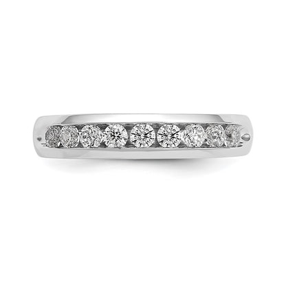 14K White Gold 9-Stone Real Diamond Channel Band
