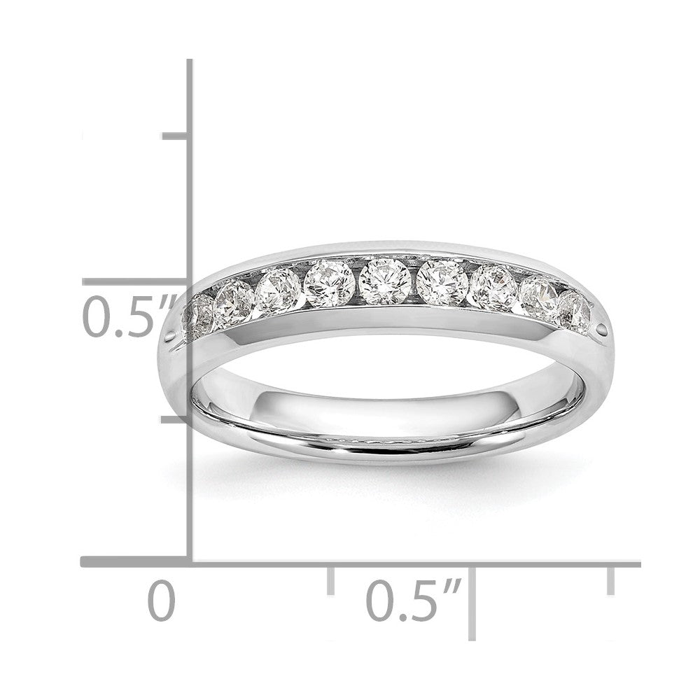14K White Gold 9-Stone Real Diamond Channel Band