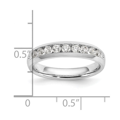 14K White Gold 9-Stone Real Diamond Channel Band