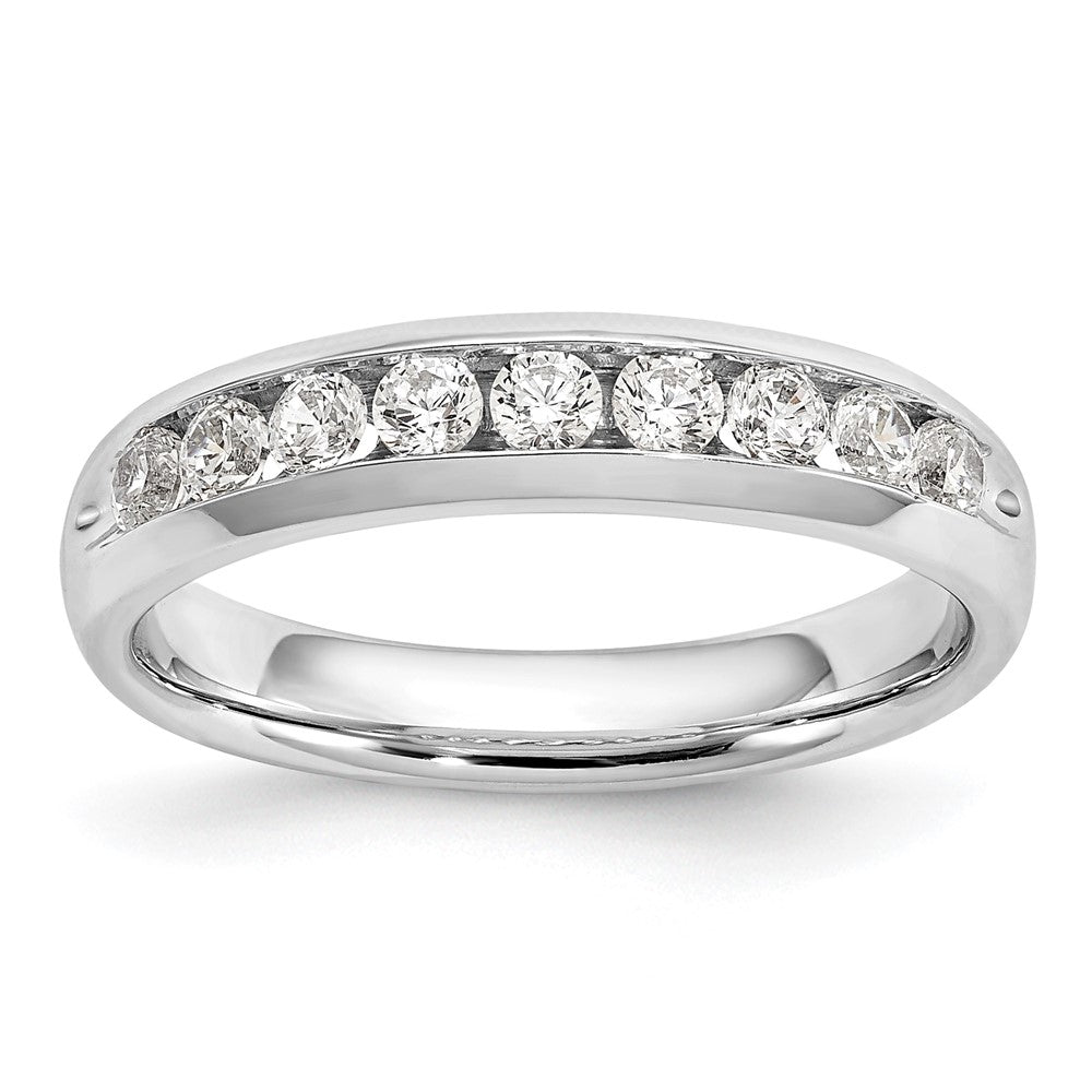 14K White Gold 9-Stone Real Diamond Channel Band