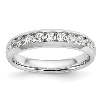 14K White Gold 9-Stone Real Diamond Channel Band