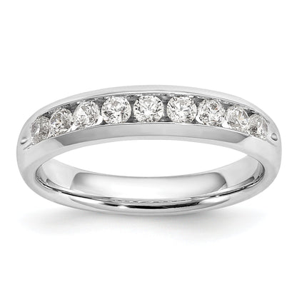 0.45ct. CZ Solid Real 14K White Gold 9-Stone Channel Wedding Band Ring