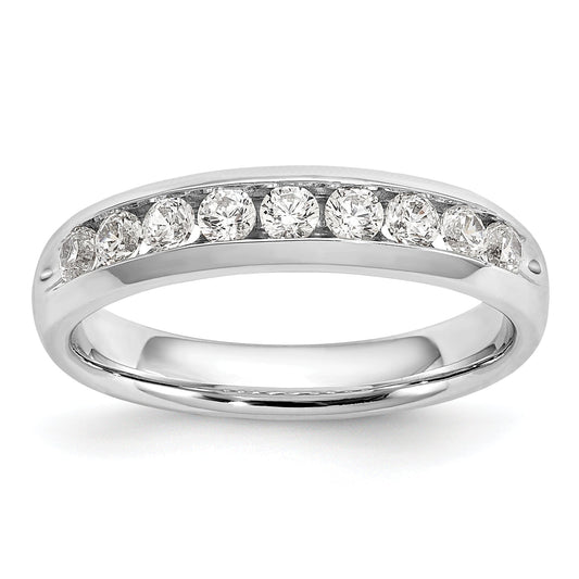 0.45ct. CZ Solid Real 14K White Gold 9-Stone Channel Wedding Band Ring