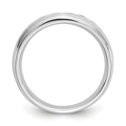 0.63ct. CZ Solid Real 14K White Gold 9-Stone Channel Wedding Band Ring