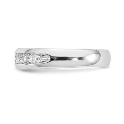 0.63ct. CZ Solid Real 14K White Gold 9-Stone Channel Wedding Band Ring