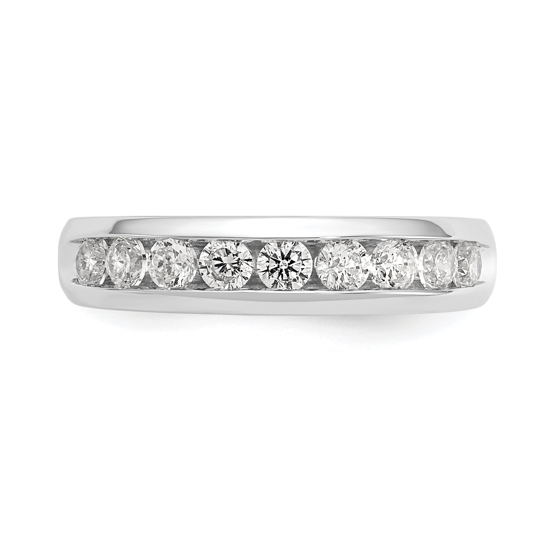 0.63ct. CZ Solid Real 14K White Gold 9-Stone Channel Wedding Band Ring