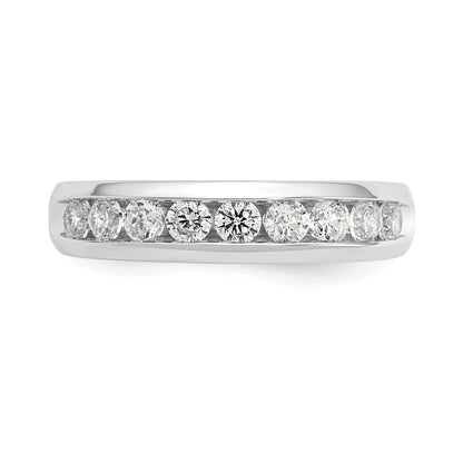 0.63ct. CZ Solid Real 14K White Gold 9-Stone Channel Wedding Band Ring