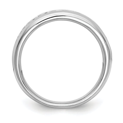 0.71ct. CZ Solid Real 14K White Gold 9-Stone Channel Wedding Band Ring
