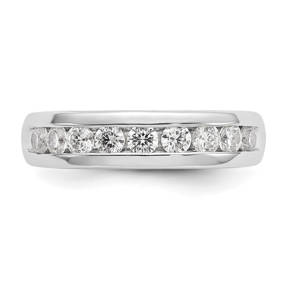 14K White Gold 9-Stone Real Diamond Channel Band