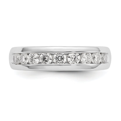 0.71ct. CZ Solid Real 14K White Gold 9-Stone Channel Wedding Band Ring
