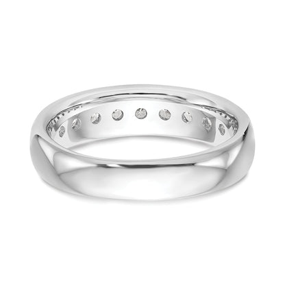 0.71ct. CZ Solid Real 14K White Gold 9-Stone Channel Wedding Band Ring