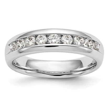 0.71ct. CZ Solid Real 14K White Gold 9-Stone Channel Wedding Band Ring