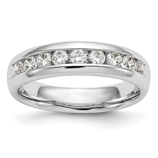 0.71ct. CZ Solid Real 14K White Gold 9-Stone Channel Wedding Band Ring