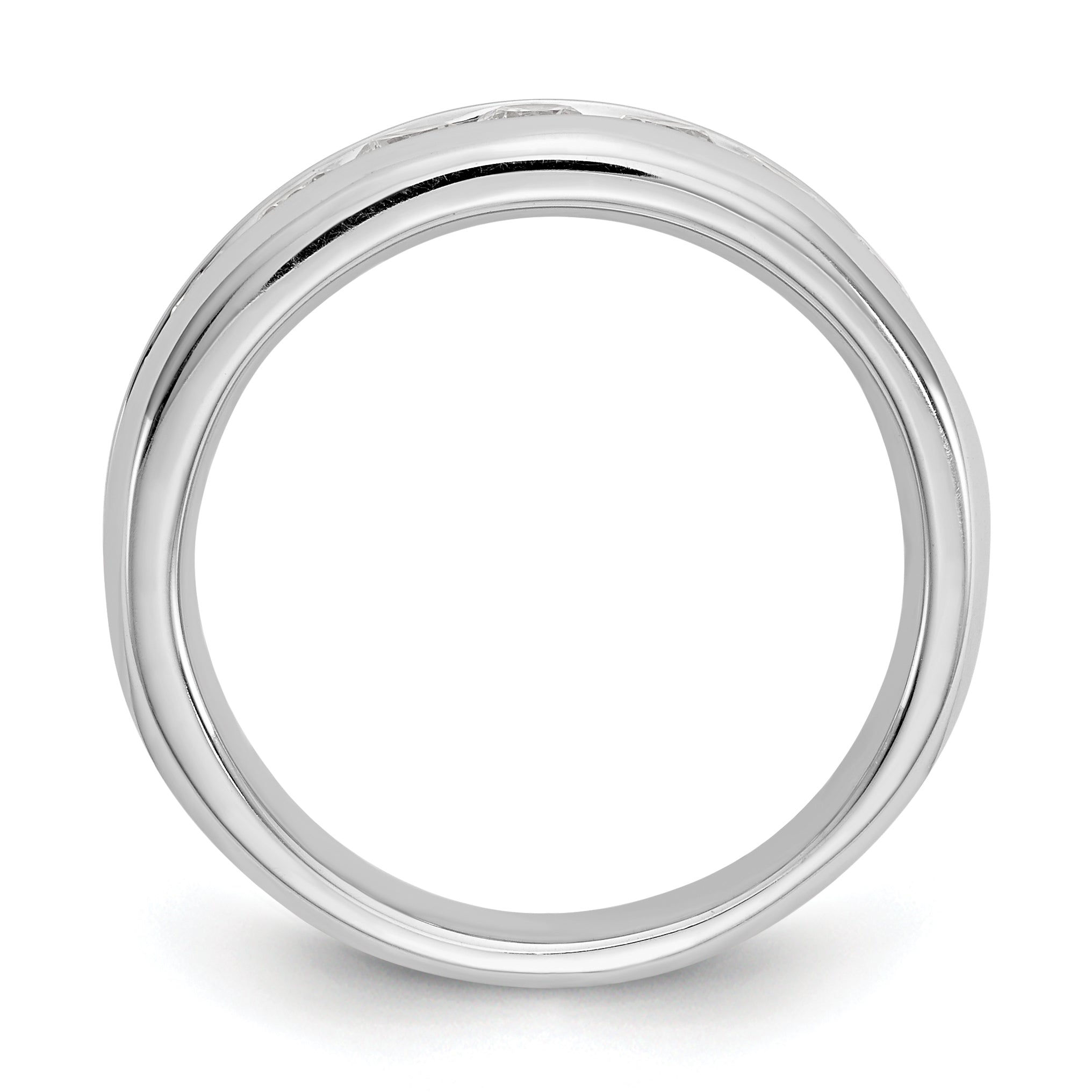 1.05ct. CZ Solid Real 14K White Gold 9-Stone Channel Wedding Band Ring