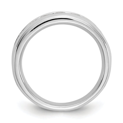 1.05ct. CZ Solid Real 14K White Gold 9-Stone Channel Wedding Band Ring