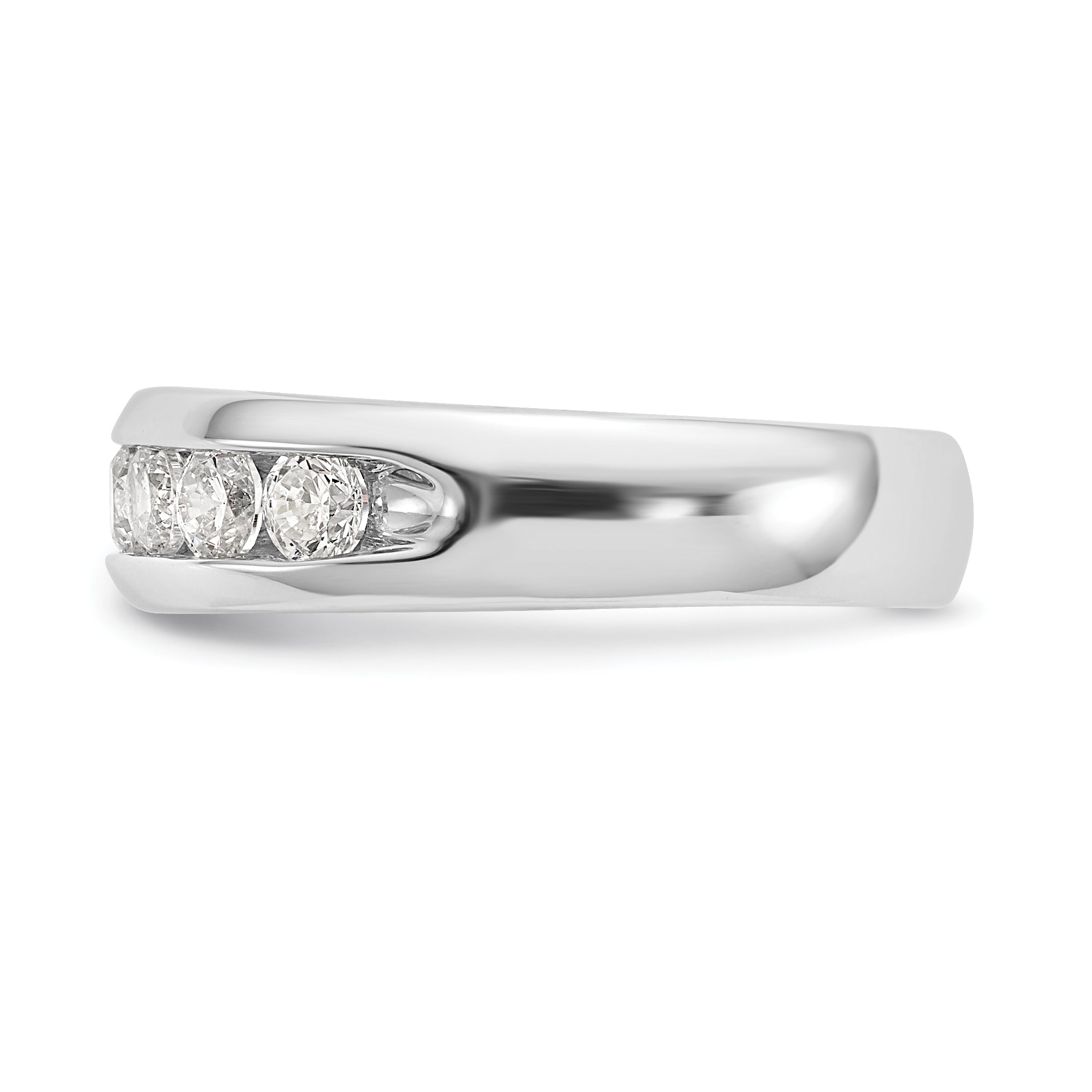 1.05ct. CZ Solid Real 14K White Gold 9-Stone Channel Wedding Band Ring