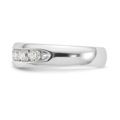 1.05ct. CZ Solid Real 14K White Gold 9-Stone Channel Wedding Band Ring