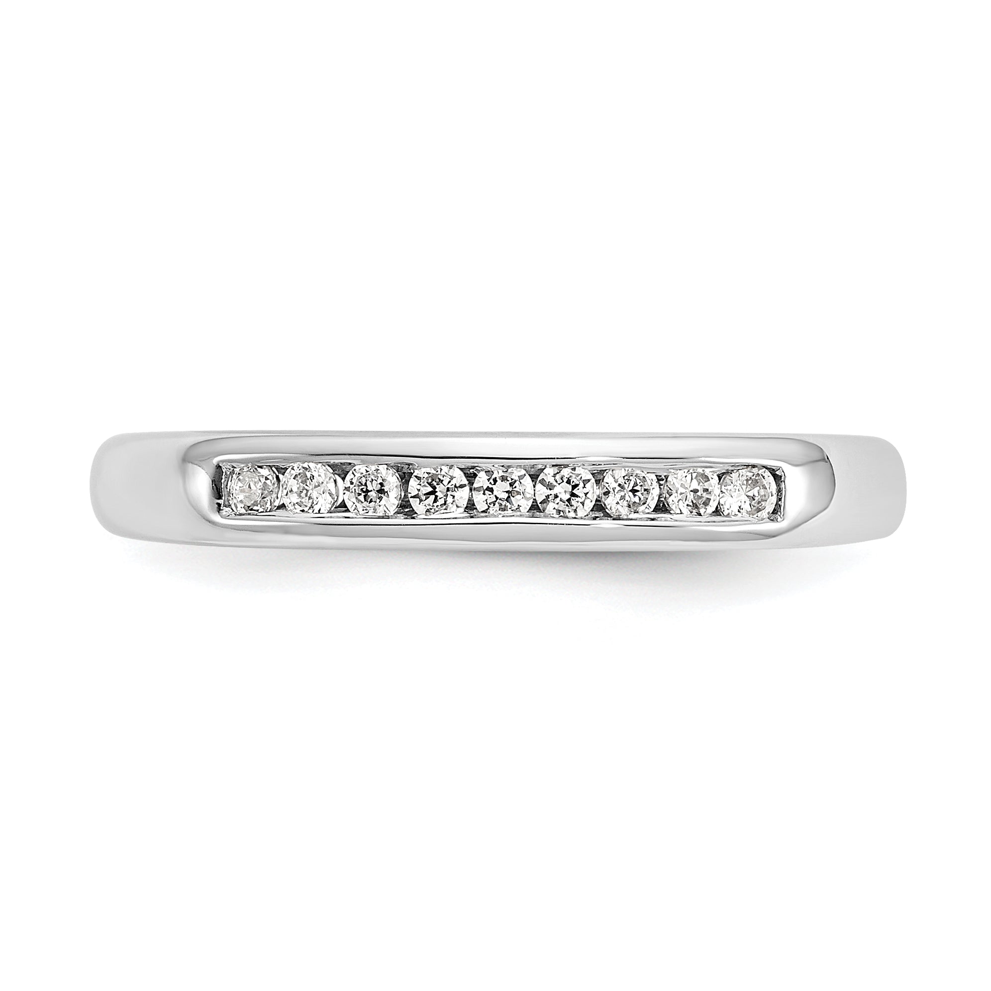 1.05ct. CZ Solid Real 14K White Gold 9-Stone Channel Wedding Band Ring