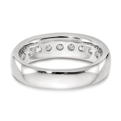 1.05ct. CZ Solid Real 14K White Gold 9-Stone Channel Wedding Band Ring