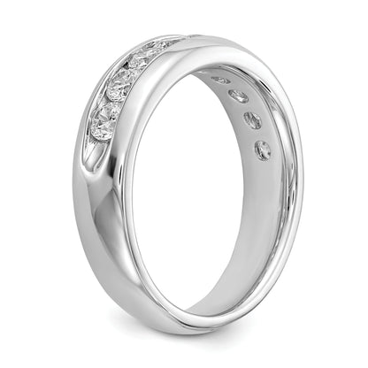 1.05ct. CZ Solid Real 14K White Gold 9-Stone Channel Wedding Band Ring
