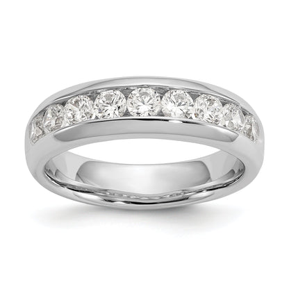 1.05ct. CZ Solid Real 14K White Gold 9-Stone Channel Wedding Band Ring
