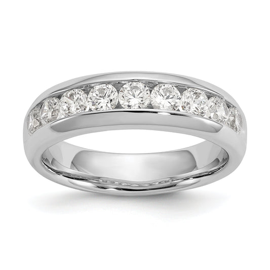1.05ct. CZ Solid Real 14K White Gold 9-Stone Channel Wedding Band Ring