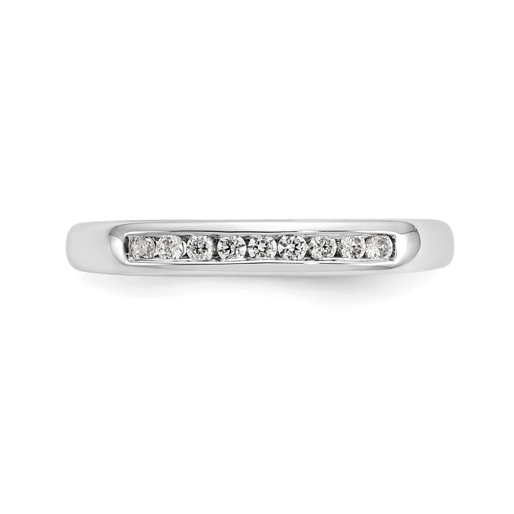 14K White Gold 9-Stone Real Diamond Channel Band
