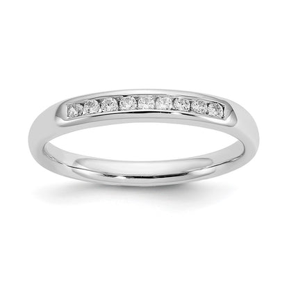 14K White Gold 9-Stone Real Diamond Channel Band