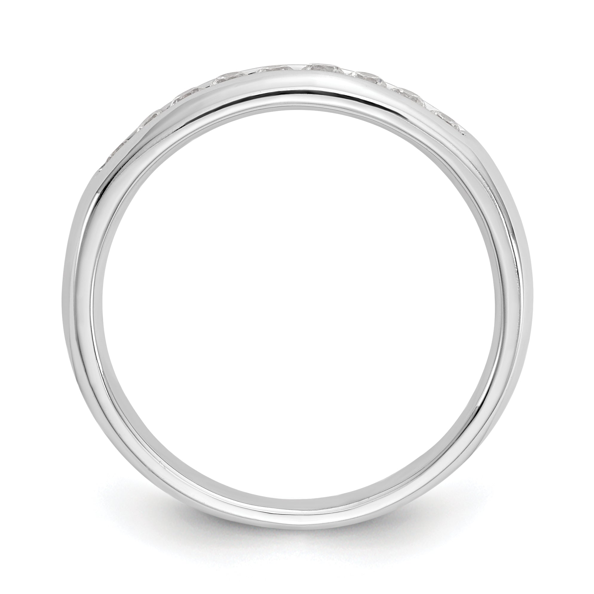 0.27ct. CZ Solid Real 14K White Gold 9-Stone Channel Wedding Band Ring