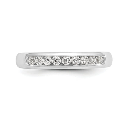 0.27ct. CZ Solid Real 14K White Gold 9-Stone Channel Wedding Band Ring