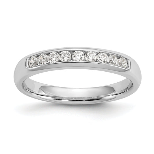0.27ct. CZ Solid Real 14K White Gold 9-Stone Channel Wedding Band Ring