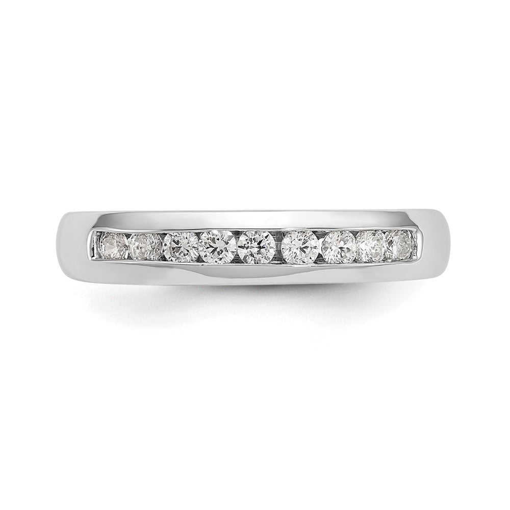 14K White Gold 9-Stone Real Diamond Channel Band
