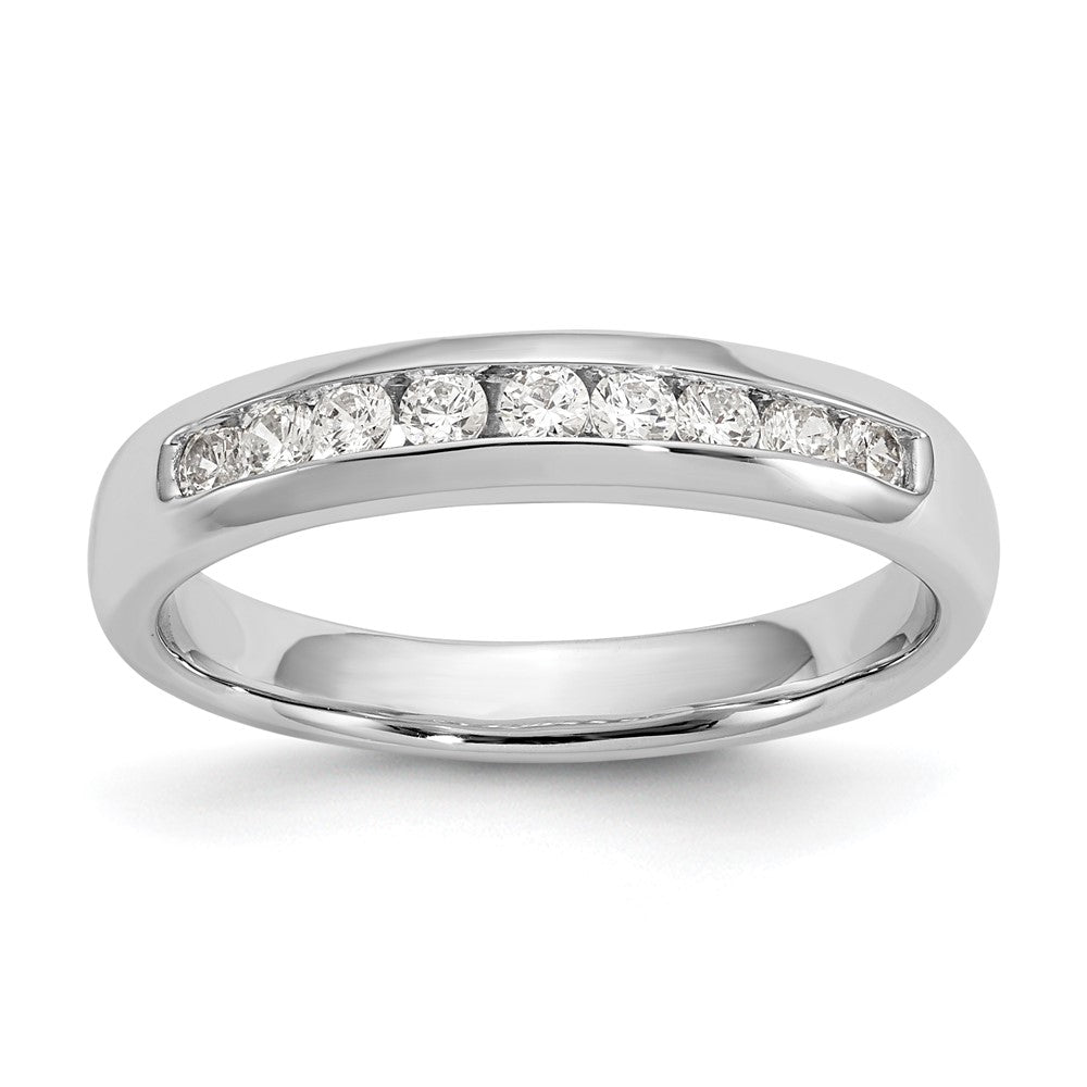 14K White Gold 9-Stone Real Diamond Channel Band