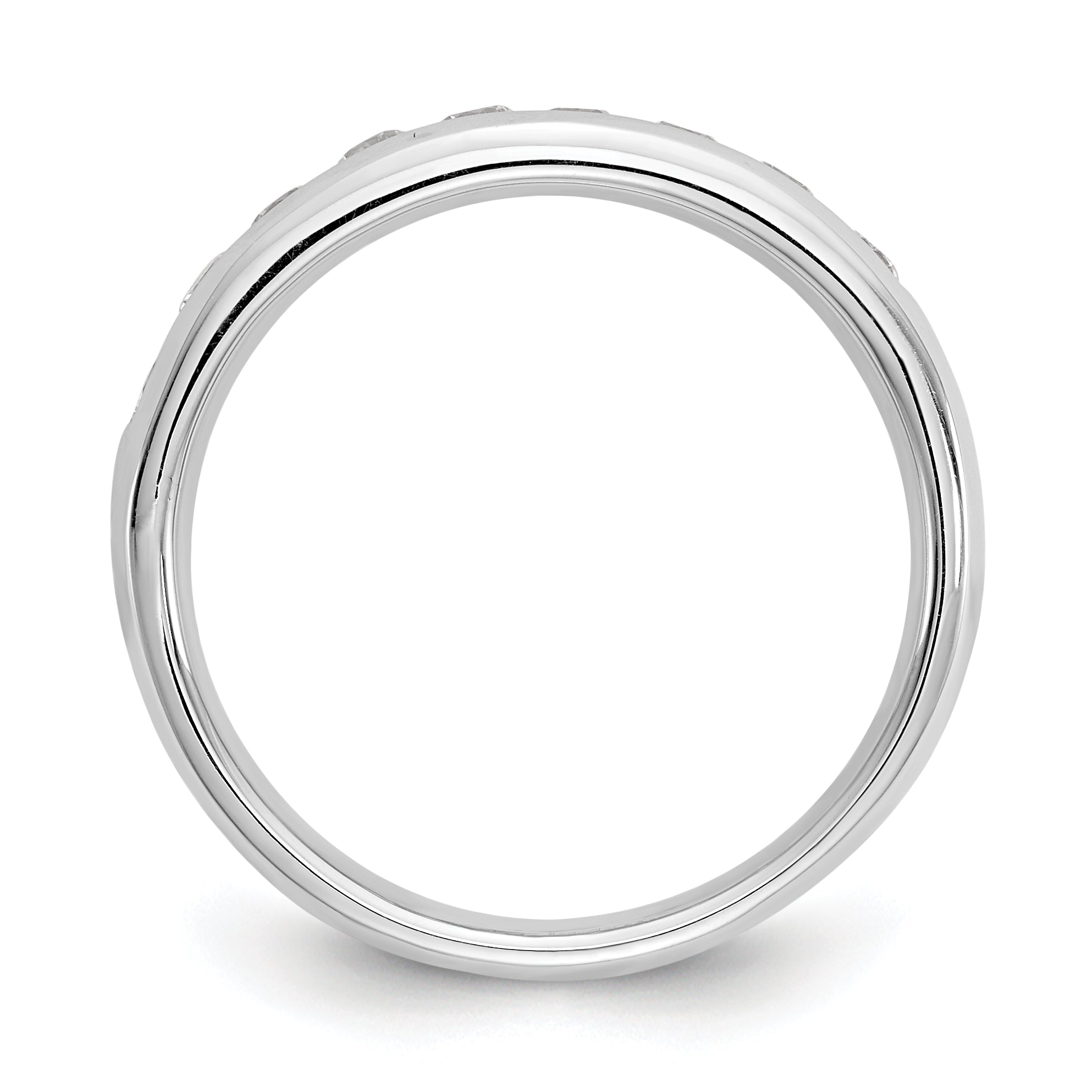 0.54ct. CZ Solid Real 14K White Gold 9-Stone Channel Wedding Band Ring