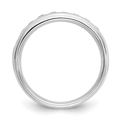 0.54ct. CZ Solid Real 14K White Gold 9-Stone Channel Wedding Band Ring